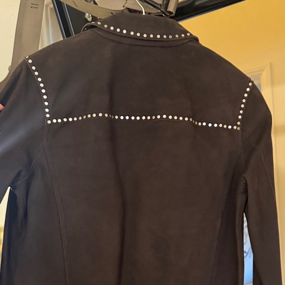 All Saints Dark Brown Studded SuperSoft Nubuck Jacket - Picture 5 of 6